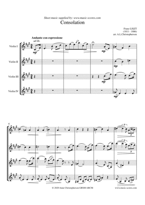 Consolation No. 5 in E Major - Violin Quartet