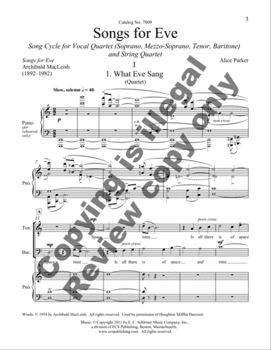 Songs for Eve Songs for Eve 4-Part scores gallery preview page 3