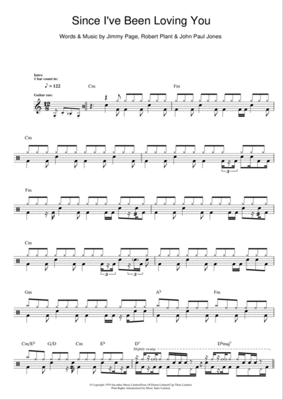 Since I've Been Loving You Drums scores gallery preview page 1
