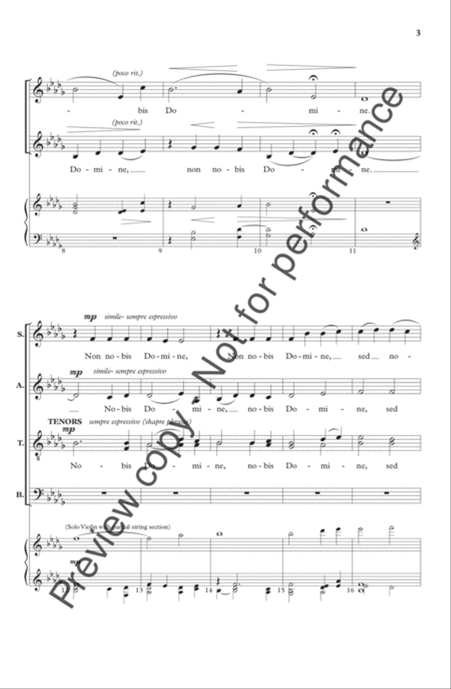 Non Nobis, Domine 4-Part scores gallery preview page 3