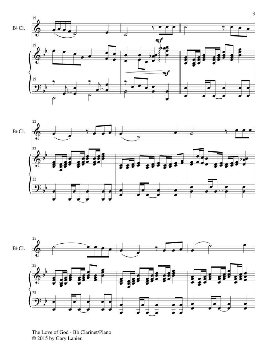 THE LOVE OF GOD (Duet – Bb Clarinet and Piano/Score and Parts) Woodwind Duet scores gallery preview page 4