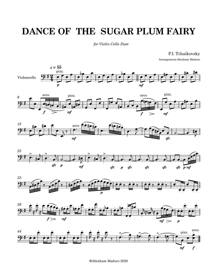 Dance of the Sugar Plum Fairy from The Nutcracker-Violin Cello Duet String Duet scores gallery preview page 5