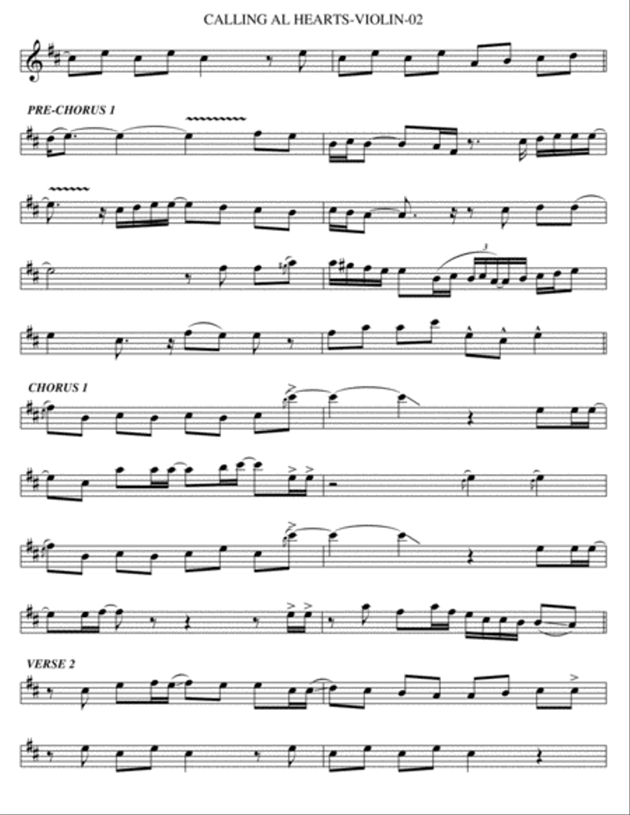 Calling All Hearts (swizz Beats Remix) Violin Solo scores gallery preview page 2