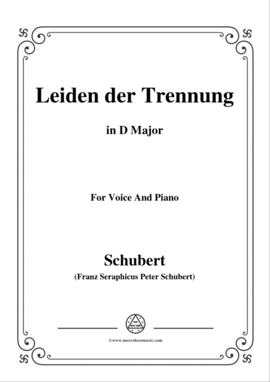 Schubert-Leiden der Trennung,in D Major,for Voice&Piano Voice scores gallery preview page 1