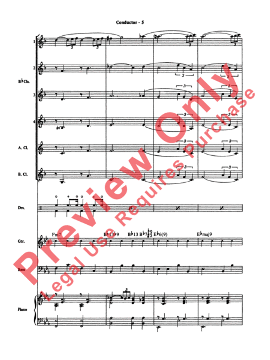 Moonlight Serenade Clarinet Choir scores gallery preview page 6