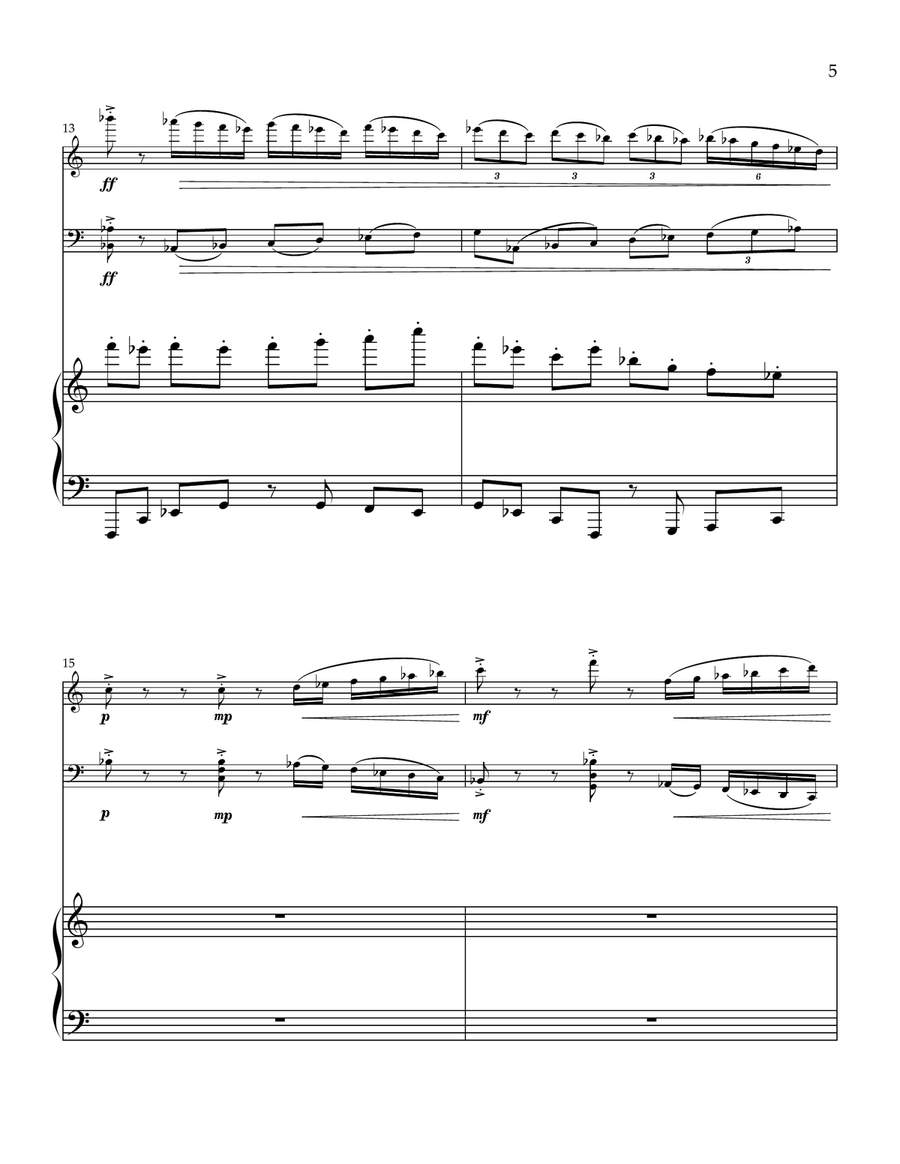Trio for Flute Cello, and Piano Small Ensemble scores gallery preview page 5