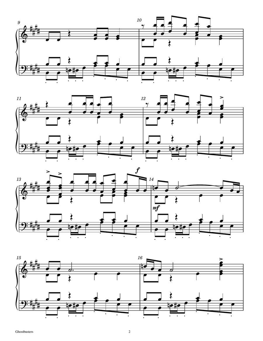 Ghostbusters - Score Only Handbell Choir scores gallery preview page 2