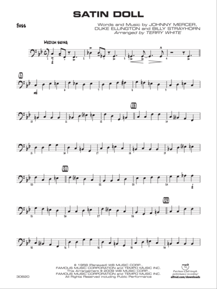 Satin Doll: String Bass Jazz Ensemble scores gallery preview page 1
