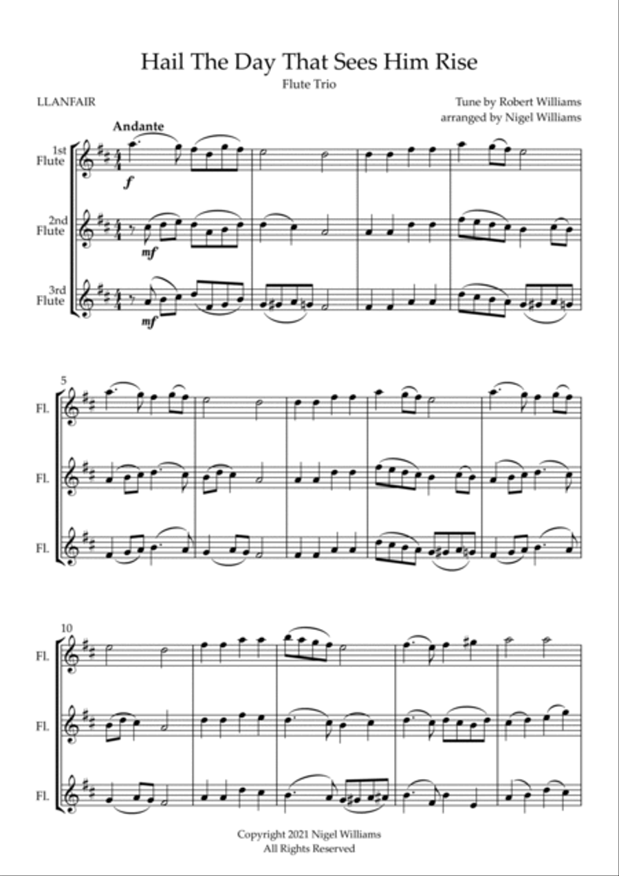 Hail The Day That Sees Him Rise, for Flute Trio Flute Trio scores gallery preview page 3