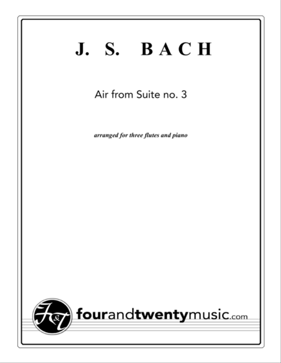 Air from Suite no 3, arranged for three flutes and piano Flute Solo scores gallery preview page 1
