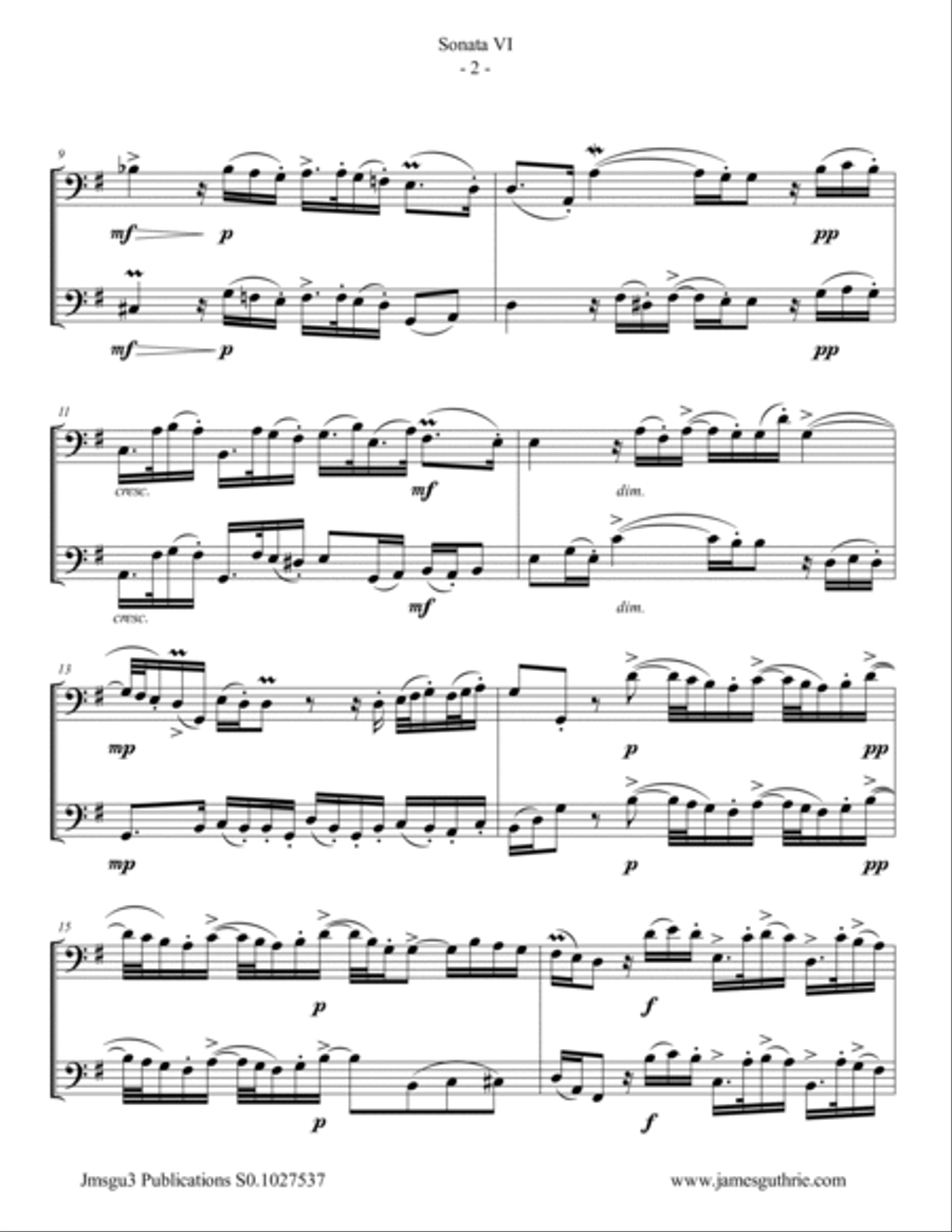 Handel: Sonata No. 6 for Euphonium Duo Brass Duet scores gallery preview page 2