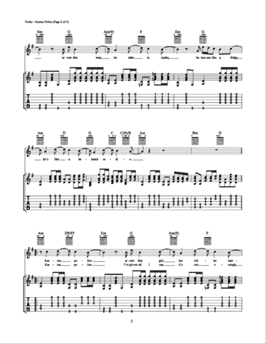 Karma Police Karma Police Electric Guitar scores gallery preview page 2