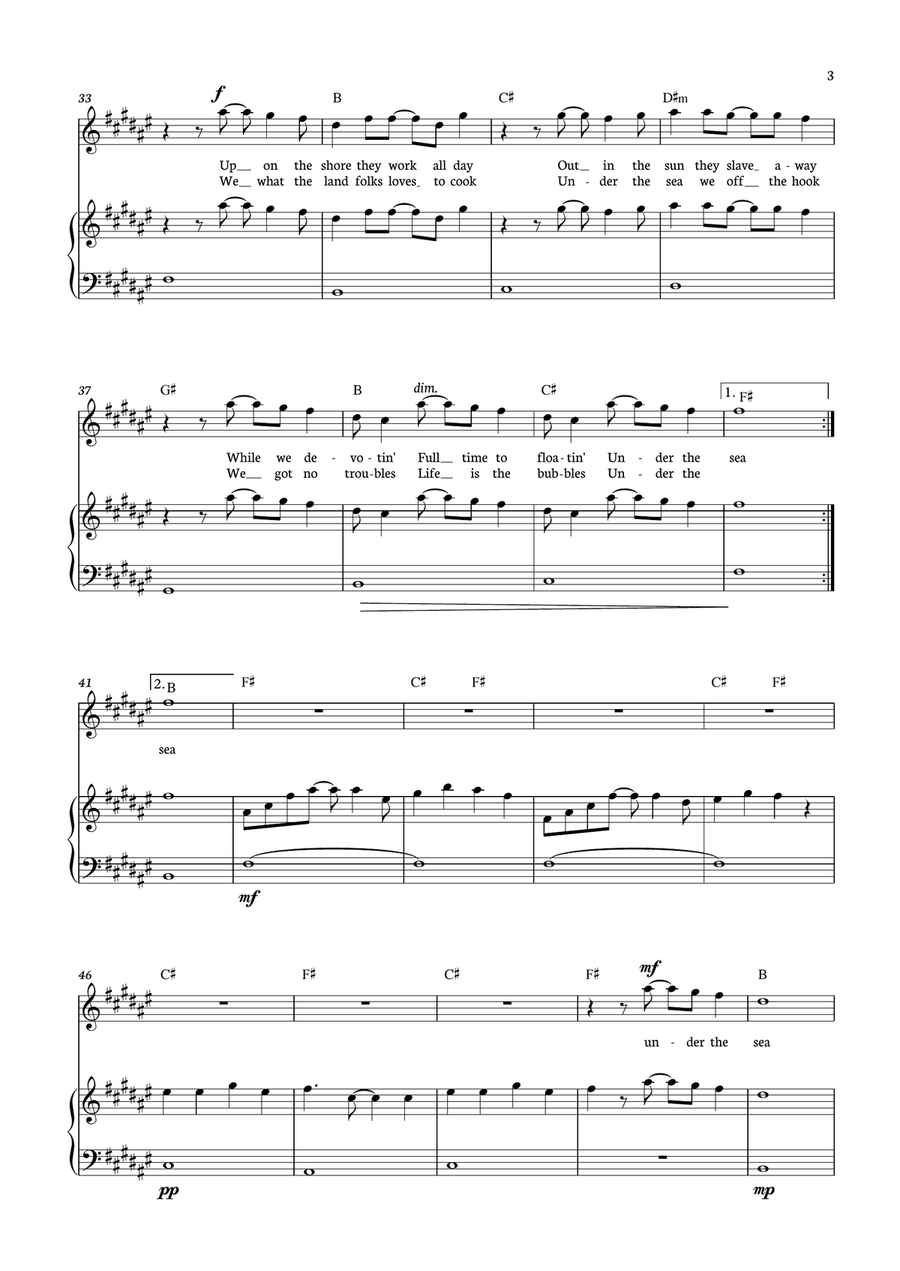 Under The Sea Piano, Vocal scores gallery preview page 3