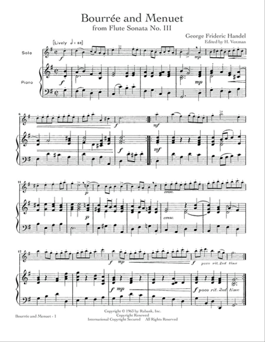 Bourree And Menuet School and Community scores gallery preview page 1