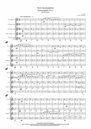 Book cover for Satie: Trois Gymnopédies Nos.1,2 & 3 - clarinet quintet