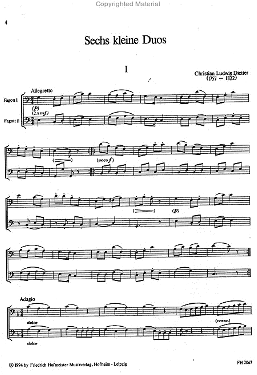 Sechs kleine Duos, op.1 Bassoon scores gallery preview page 2
