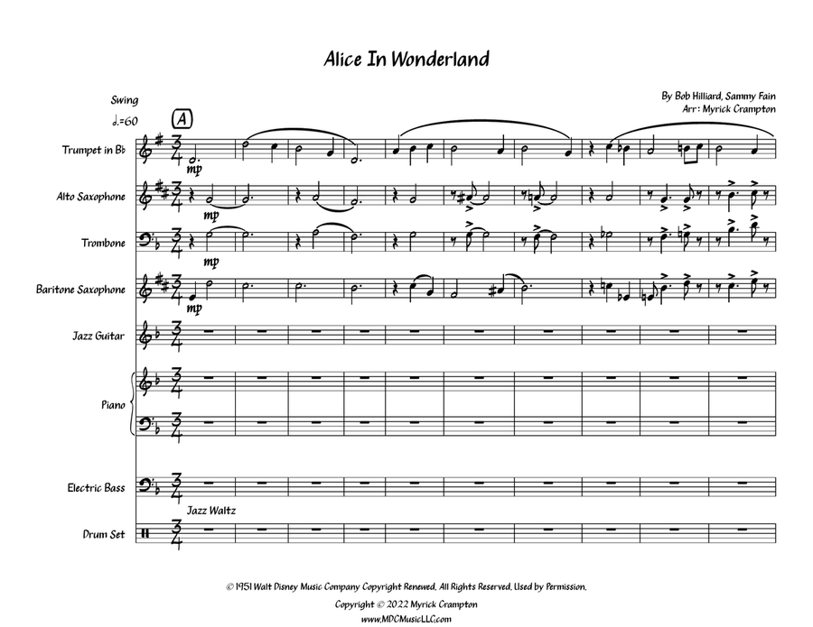 Alice In Wonderland Jazz Ensemble scores gallery preview page 1