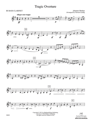 Tragic Overture: B-flat Bass Clarinet