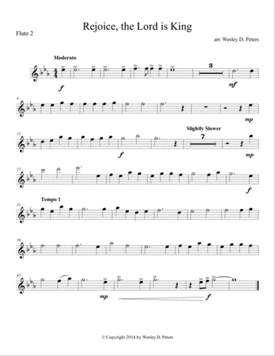 Rejoice, the Lord Is King (Flute Sextet) Flute Choir scores gallery preview page 2