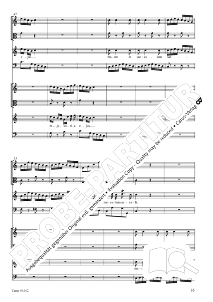 Beatus vir (How blest is he) Psalm 111 4-Part scores gallery preview page 36
