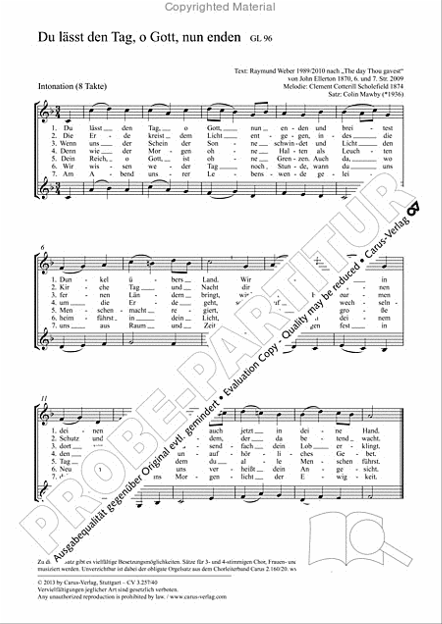 Du lasst den Tag, o Gott, nun enden 2-Part scores gallery preview page 2