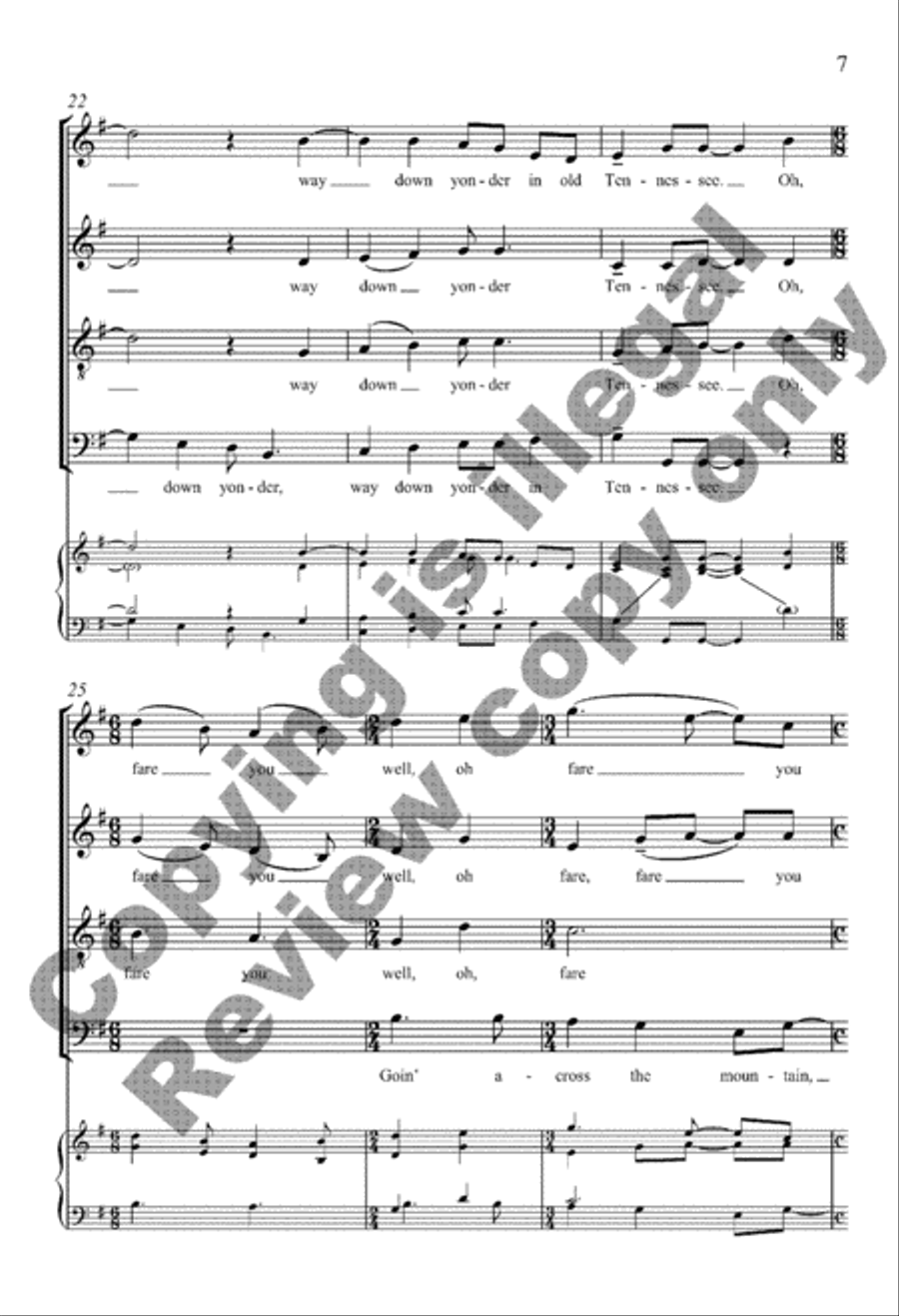 Going Across the Mountain 4-Part scores gallery preview page 16