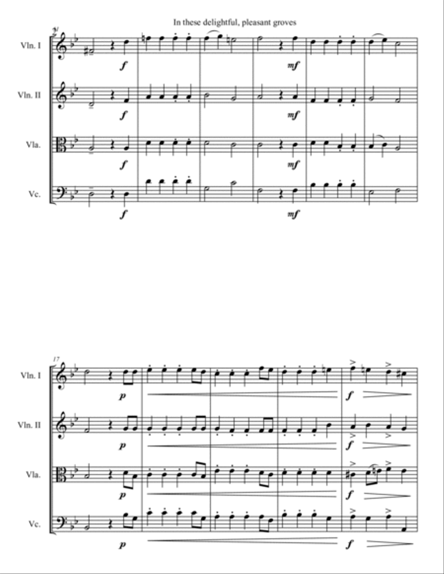 In These Delightful, Pleasant Groves by Henry Purcell for string quartet String Quartet scores gallery preview page 2