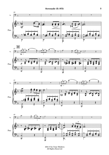 Serenade (D.975) by Schubert for Cello and Piano (Full Score and Parts) image number null