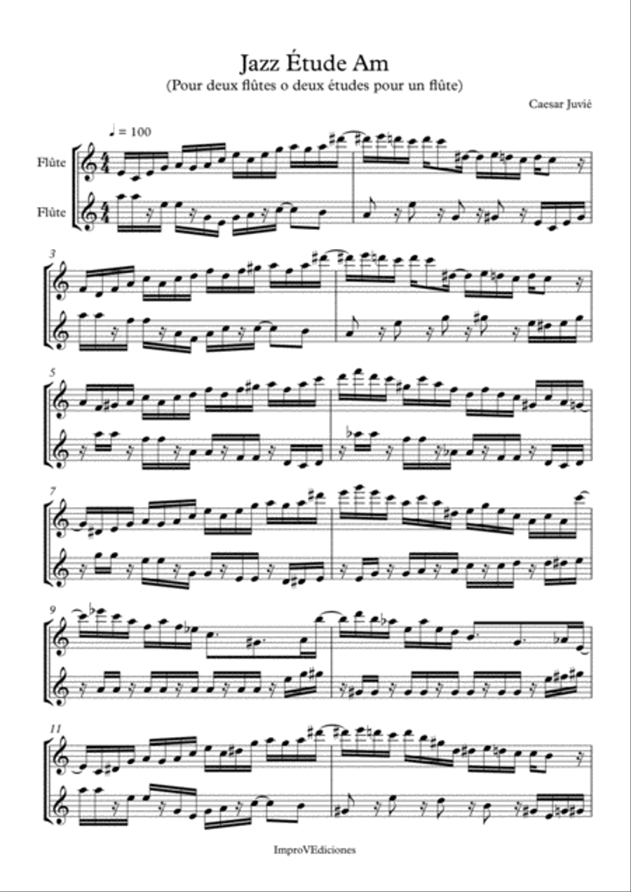 Jazz study in Am for two flutes, or two studies for one flute Flute Duet scores gallery preview page 1