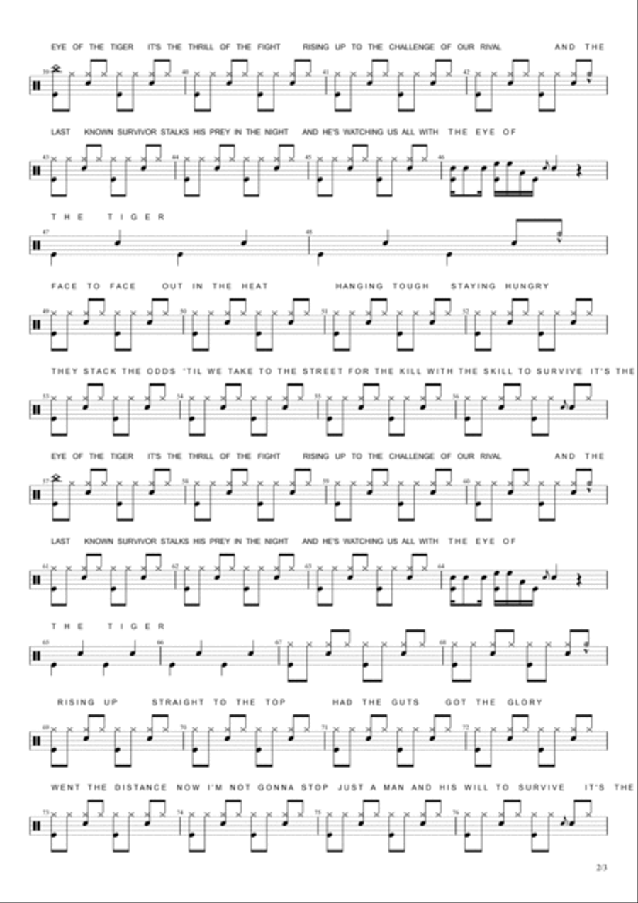 Eye Of The Tiger Eye Of The Tiger Drum Set scores gallery preview page 2