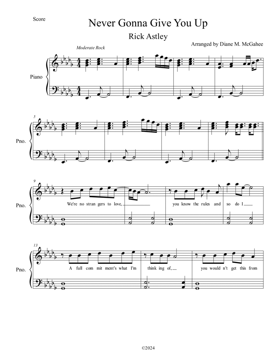 Never Gonna Give You Up Voice scores gallery preview page 1