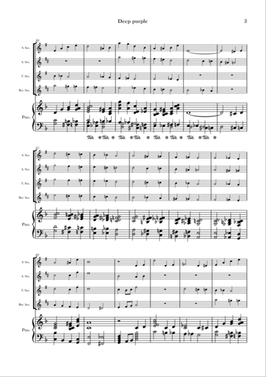 Deep Purple Saxophone Quartet scores gallery preview page 3