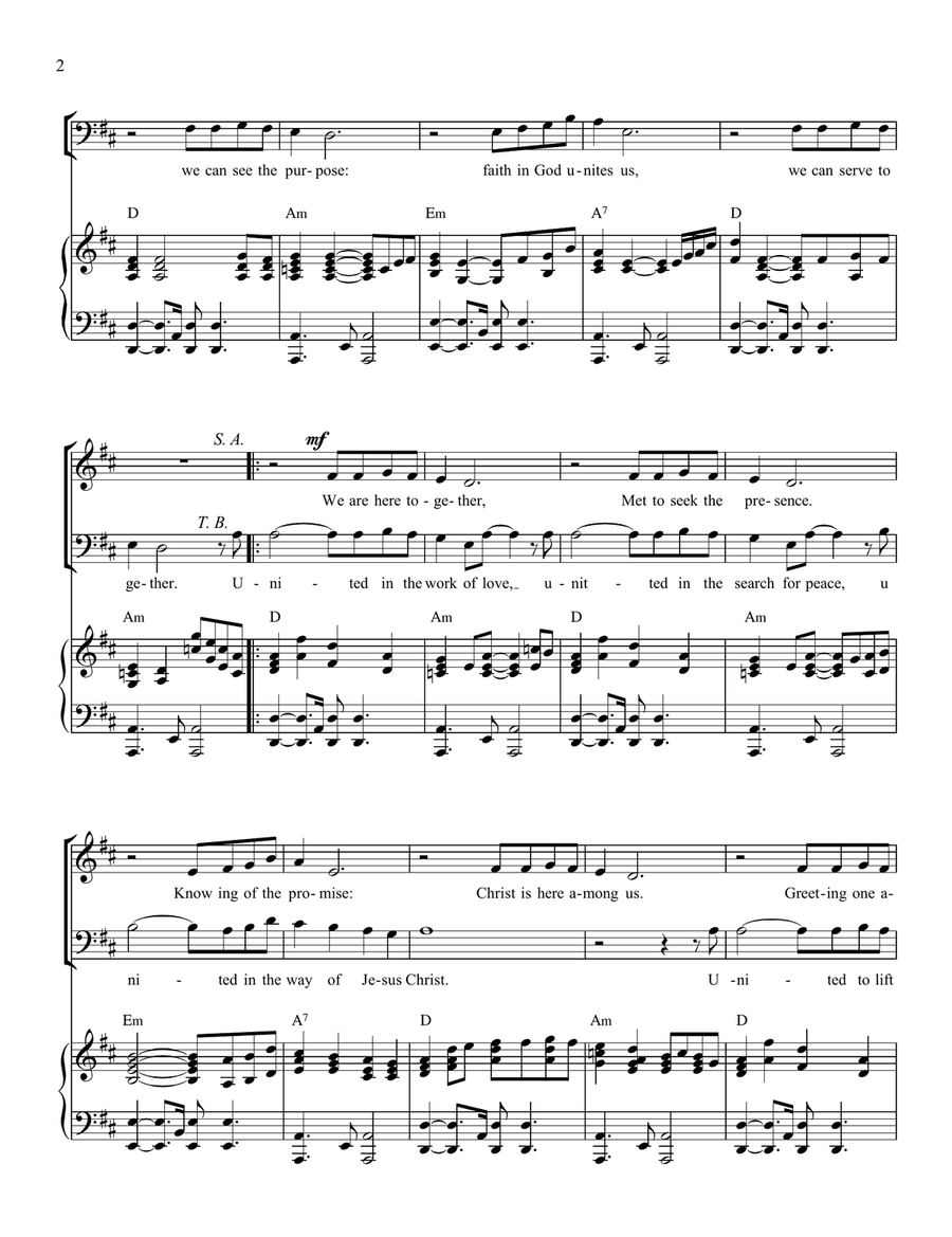 We Are Here Together (A Gathering Song for Christian Worship) 4-Part scores gallery preview page 2