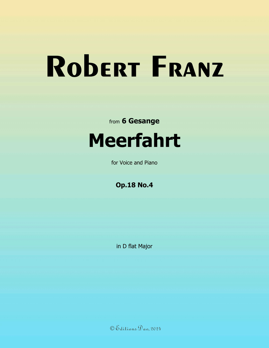 Meerfahrt, by Robert Franz, in D flat Major Voice scores gallery preview page 1