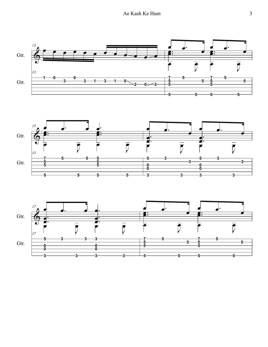 Ae Kash Ke Hum Acoustic Guitar scores gallery preview page 3