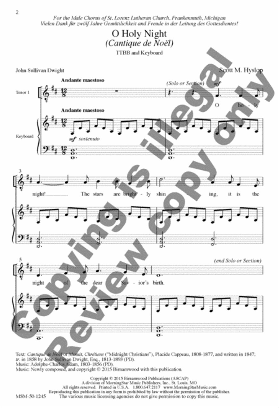 O Holy Night/Cantique de Noël TTBB scores gallery preview page 2