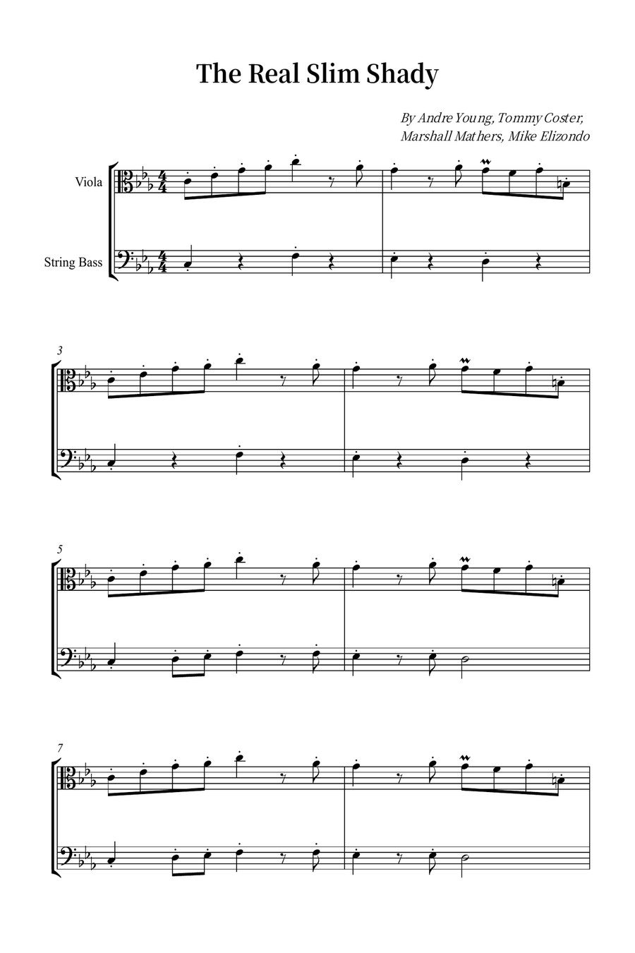 The Real Slim Shady String Duet scores gallery preview page 1
