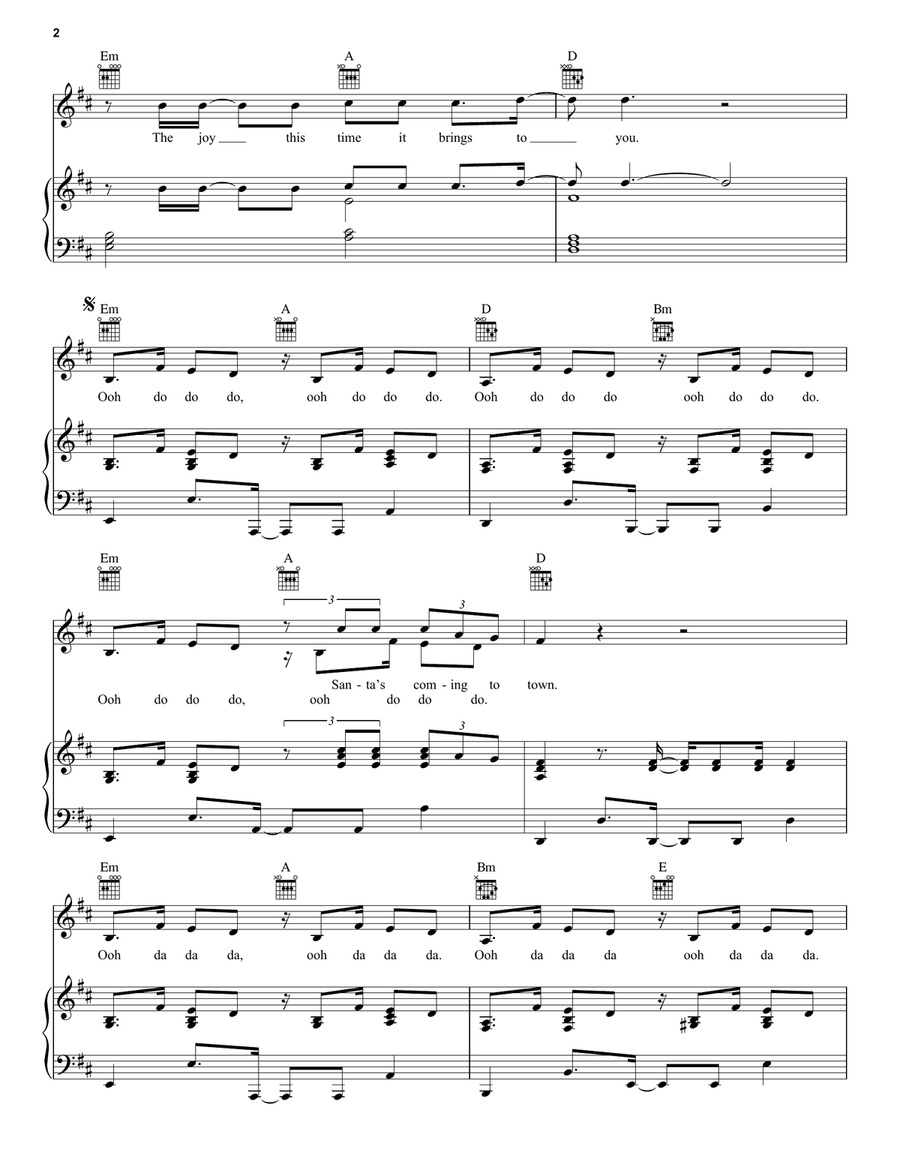 Santa's Coming For Us Piano, Vocal, Guitar scores gallery preview page 2