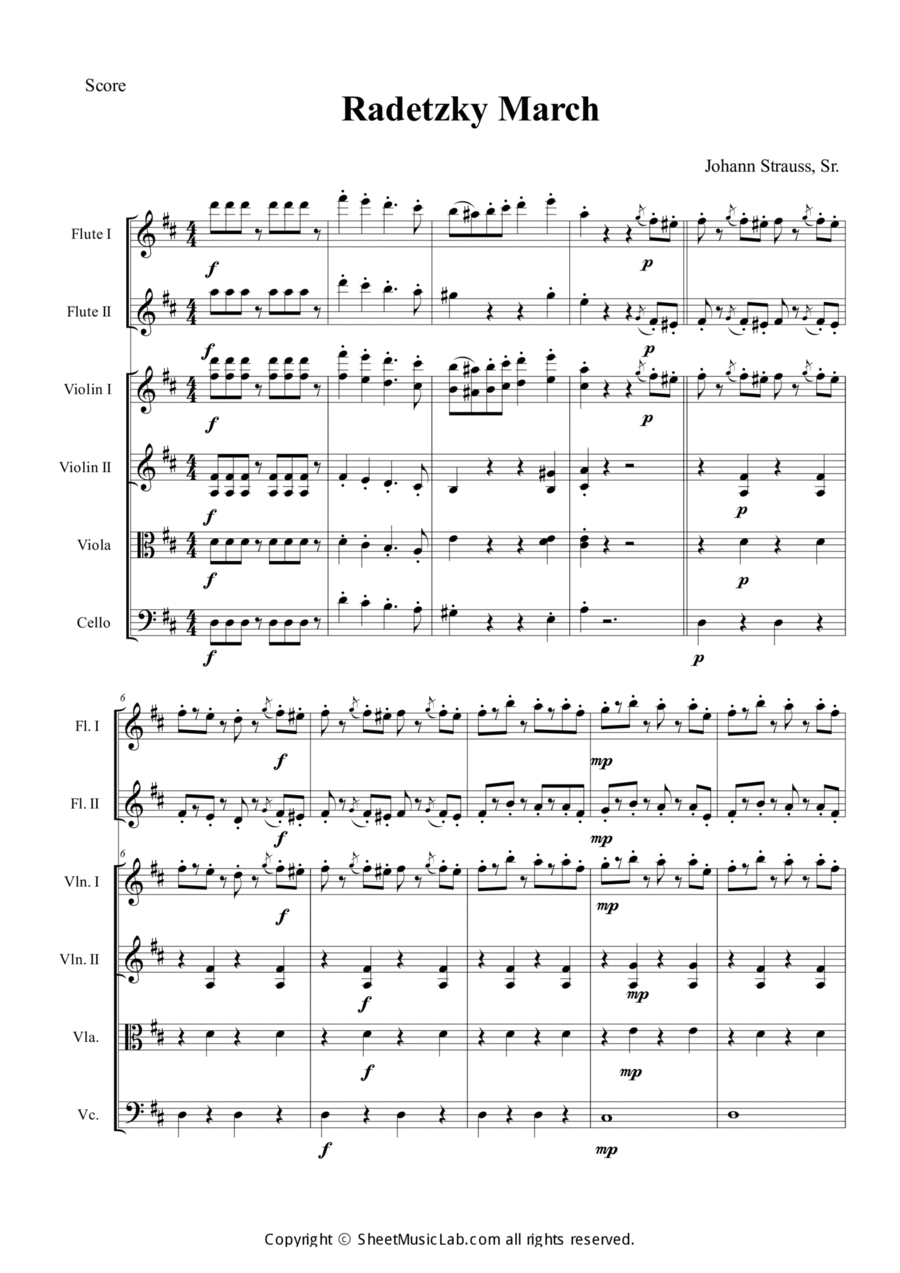 Radetzky Marsch Orchestra scores gallery preview page 1