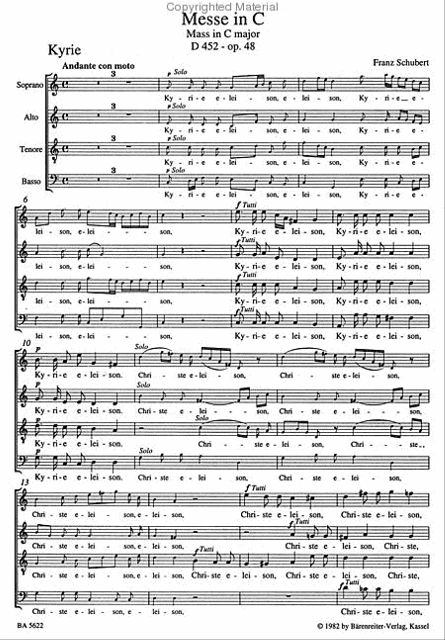 Mass in C major, op. 48 D 452 4-Part scores gallery preview page 2