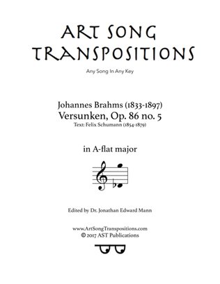 BRAHMS: Versunken, Op. 86 no. 5 (transposed to A-flat major)