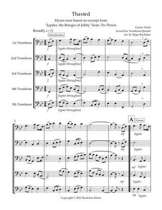 Thaxted (hymn tune based on excerpt from "Jupiter" from The Planets) (Bb) (Trombone Quintet)
