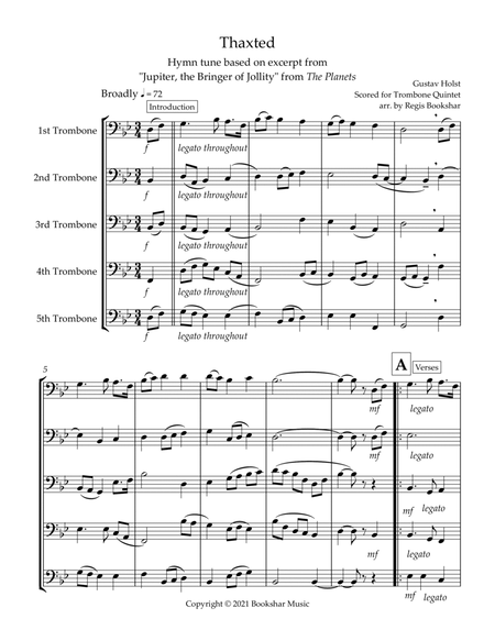 Thaxted (hymn tune based on excerpt from "Jupiter" from The Planets) (Bb) (Trombone Quintet) image number null