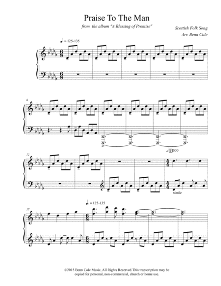 Praise to the Man Piano Solo scores gallery preview page 1