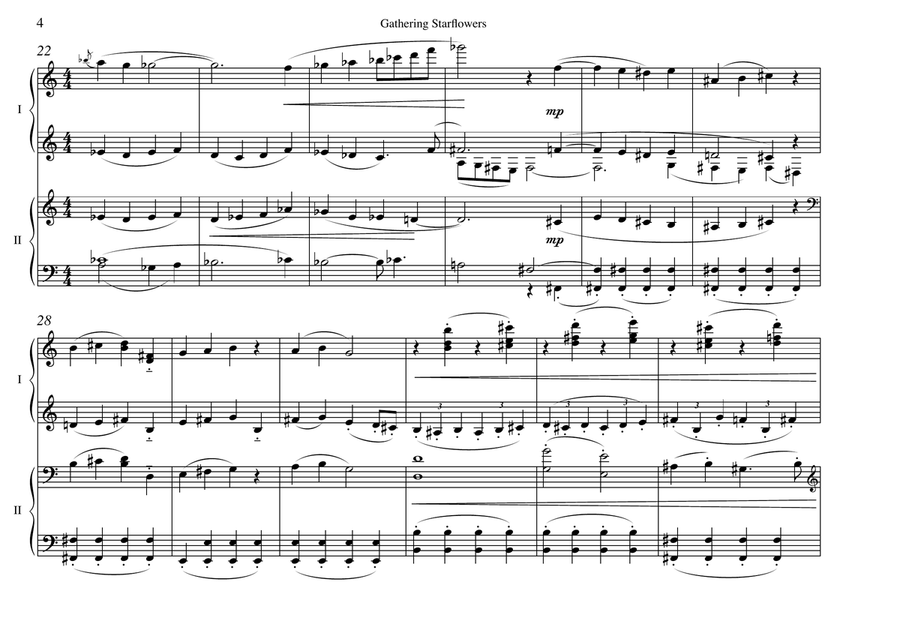 Gathering Starflowers: A Music Drama for 2 Pianos 2 Pianos, 4-Hands scores gallery preview page 4