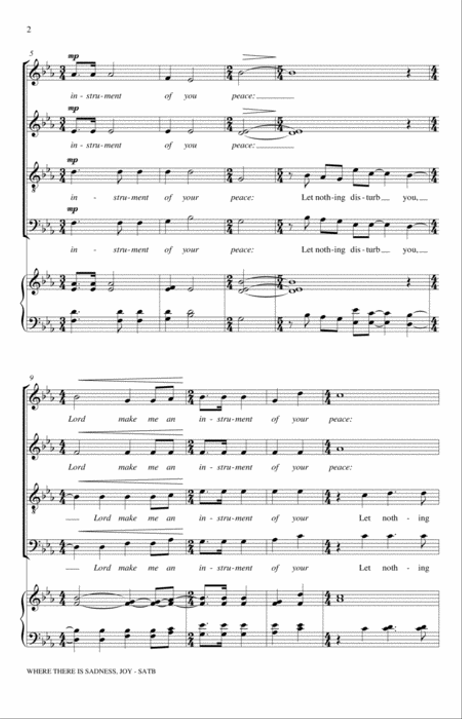 Where There Is Sadness, Joy 4-Part scores gallery preview page 2