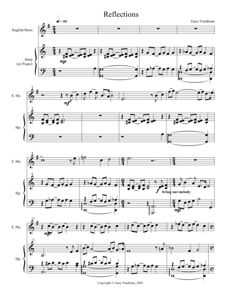 Reflections (for English horn and harp)