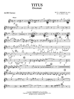 Titus Overture: 2nd B-flat Clarinet