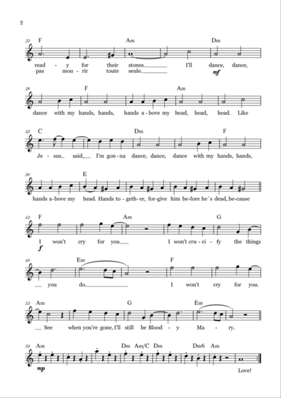 Bloody Mary Easy Piano scores gallery preview page 2