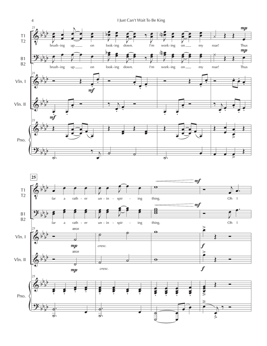 I Just Can't Wait To Be King TTBB scores gallery preview page 4